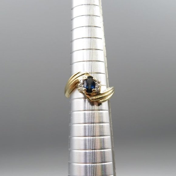 Vintage 14k Natural Sapphire & Diamond Accent Ring Size 6 - Picture 9 of 9